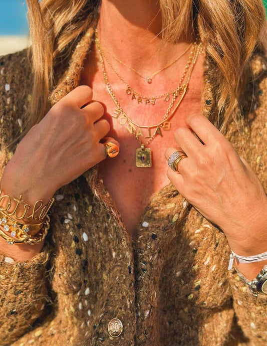 Casaco de malha tricot com botões dourados JOY