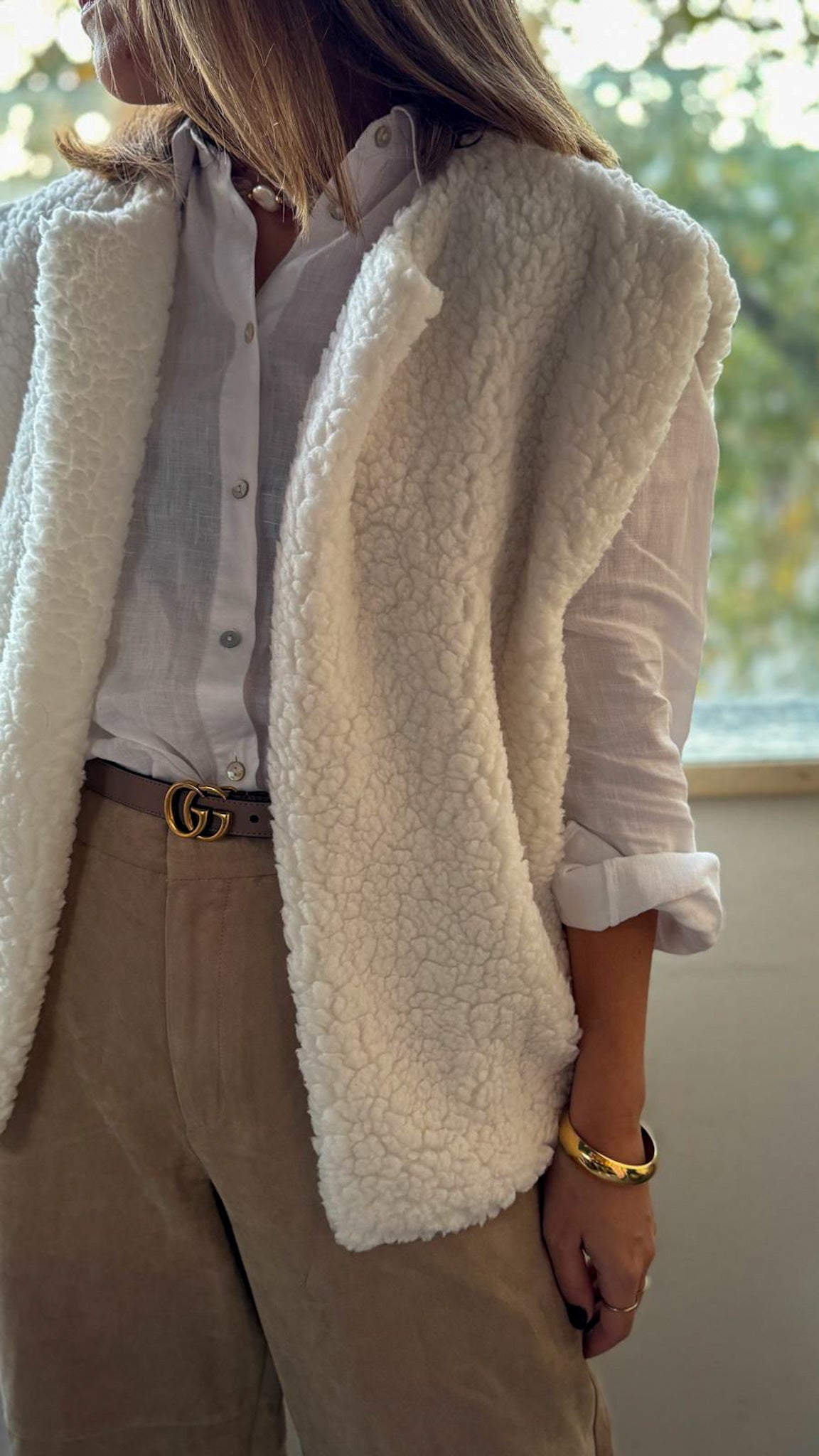 Ecru fur vest JOY