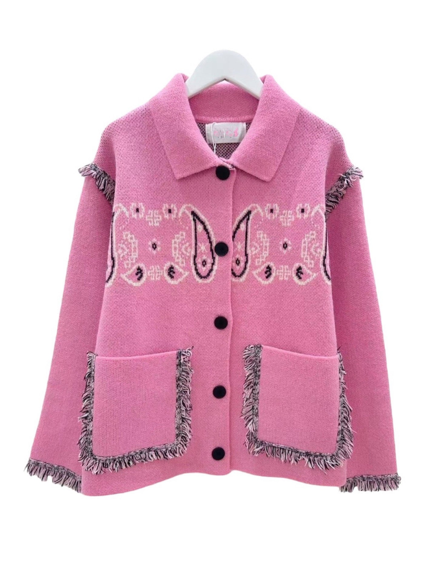Bandana knitted jacket in pink