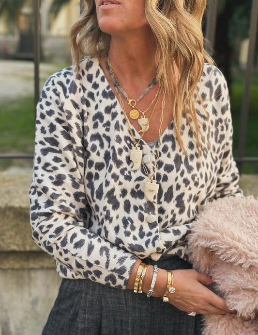 Casaco de malha em leopard print JOY
