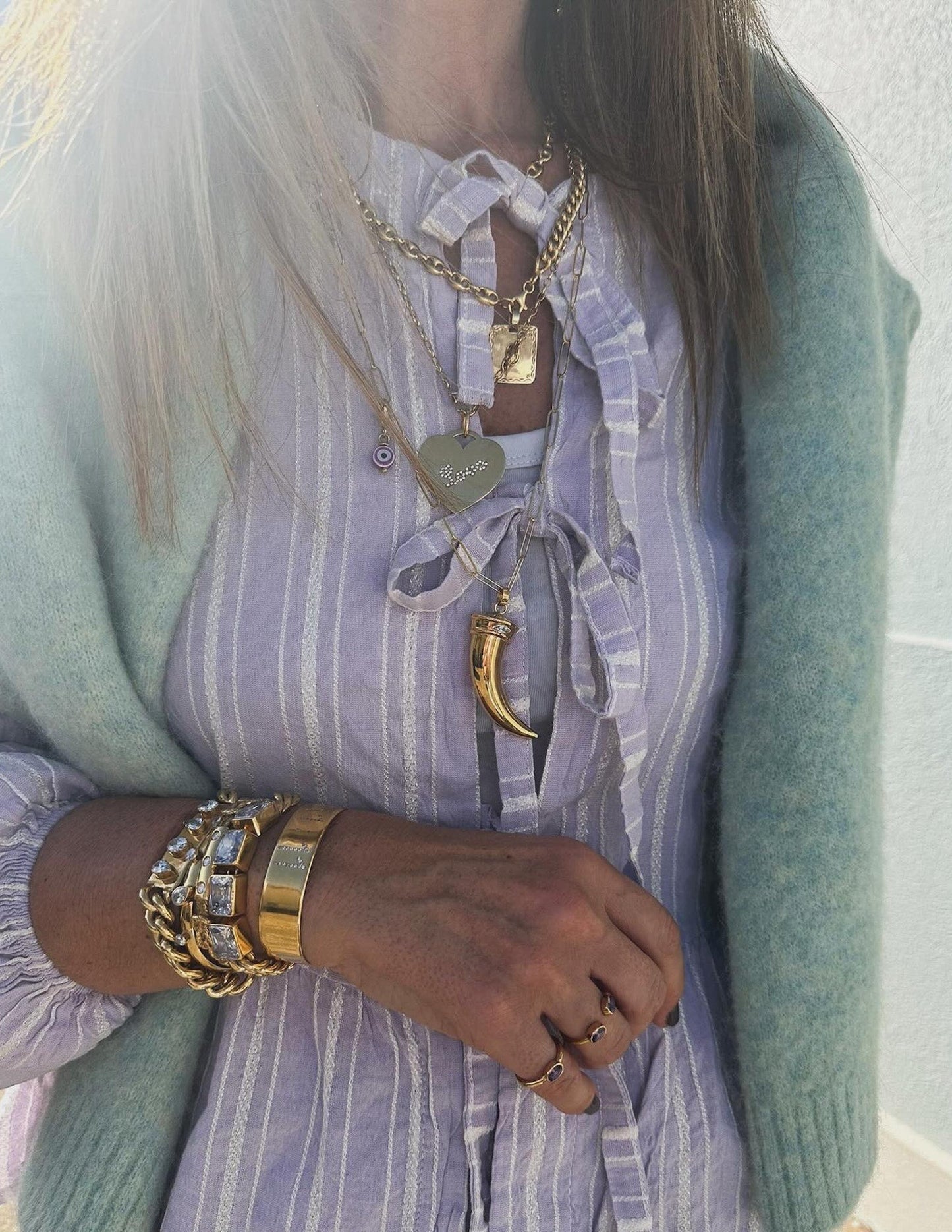 Conjunto lilás com riscas JOY