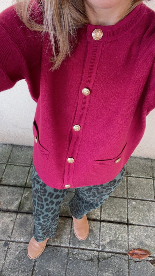 Casaco de malha cereja JOY