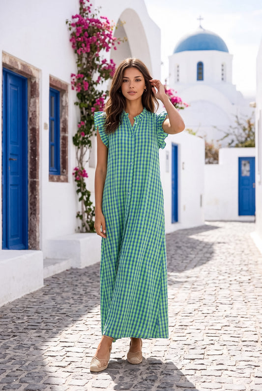 Vestido camiseiro com folho
