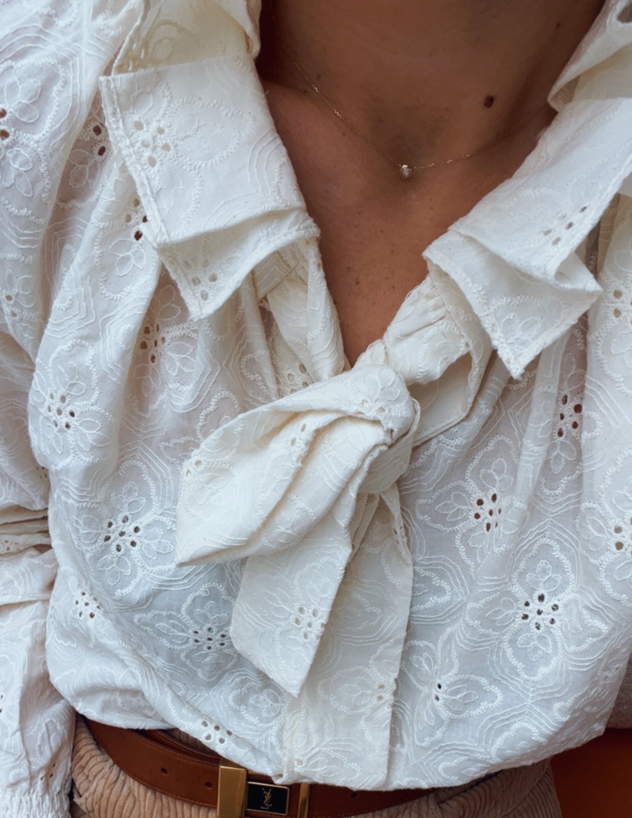 Embroidered blouse in ecru
