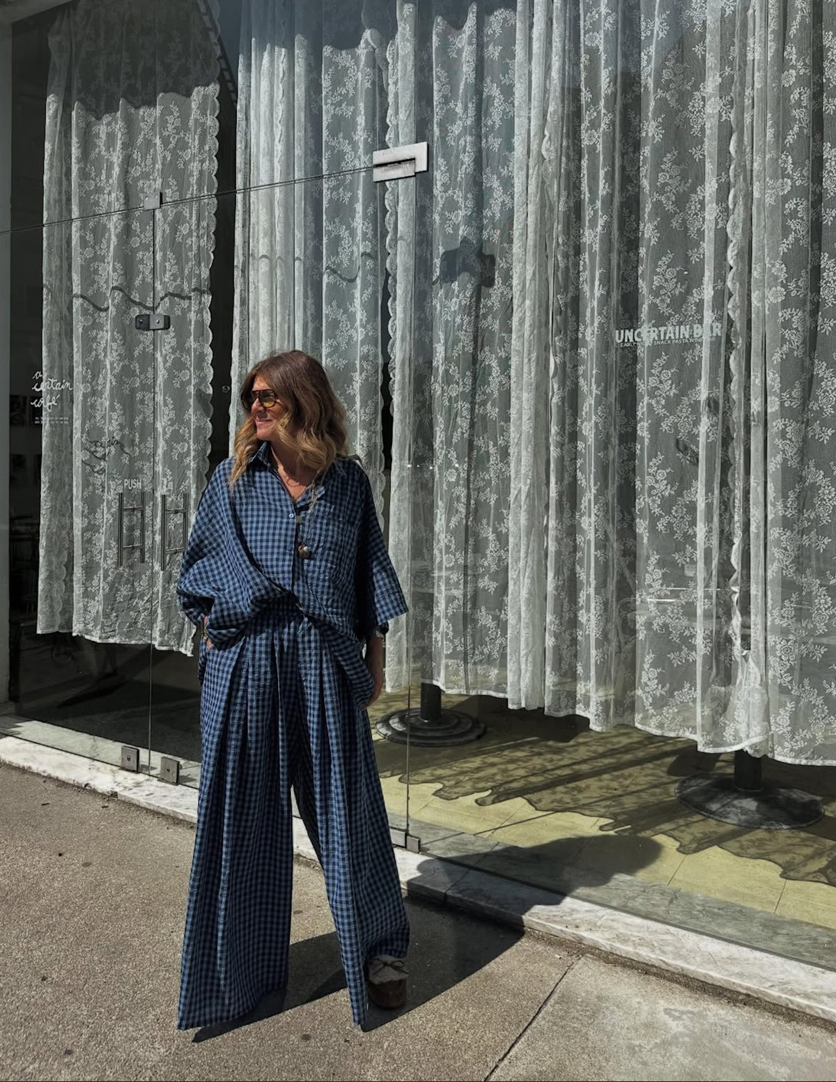 Vichy set in dark blue