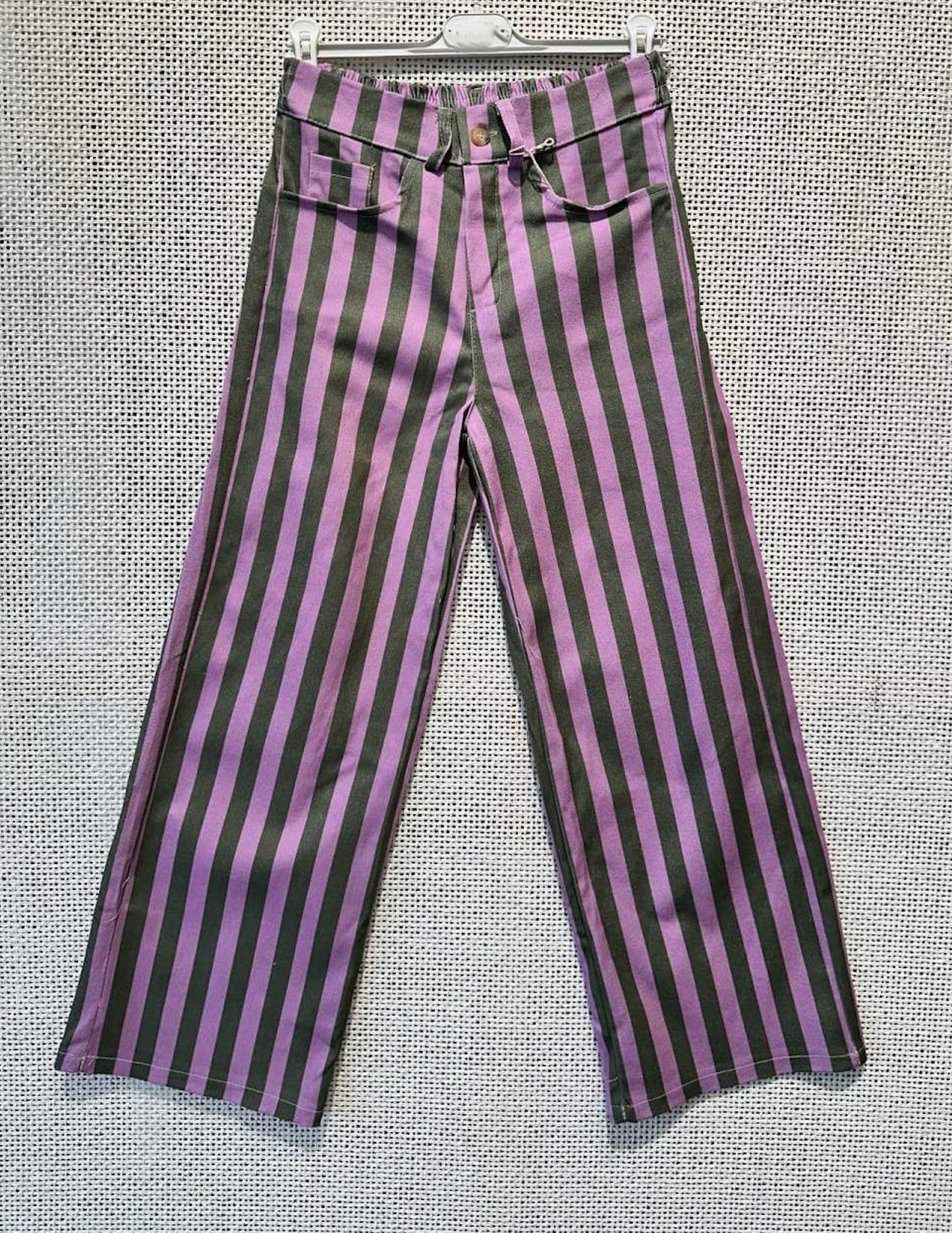 Lilac and moss green striped pants