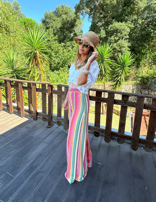 Calças em crochet Rainbow v2