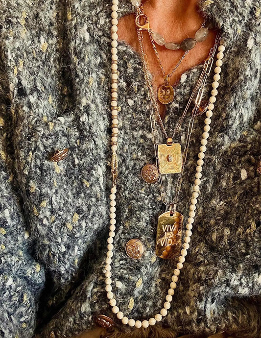 Casaco de malha tricot com botões dourados JOY