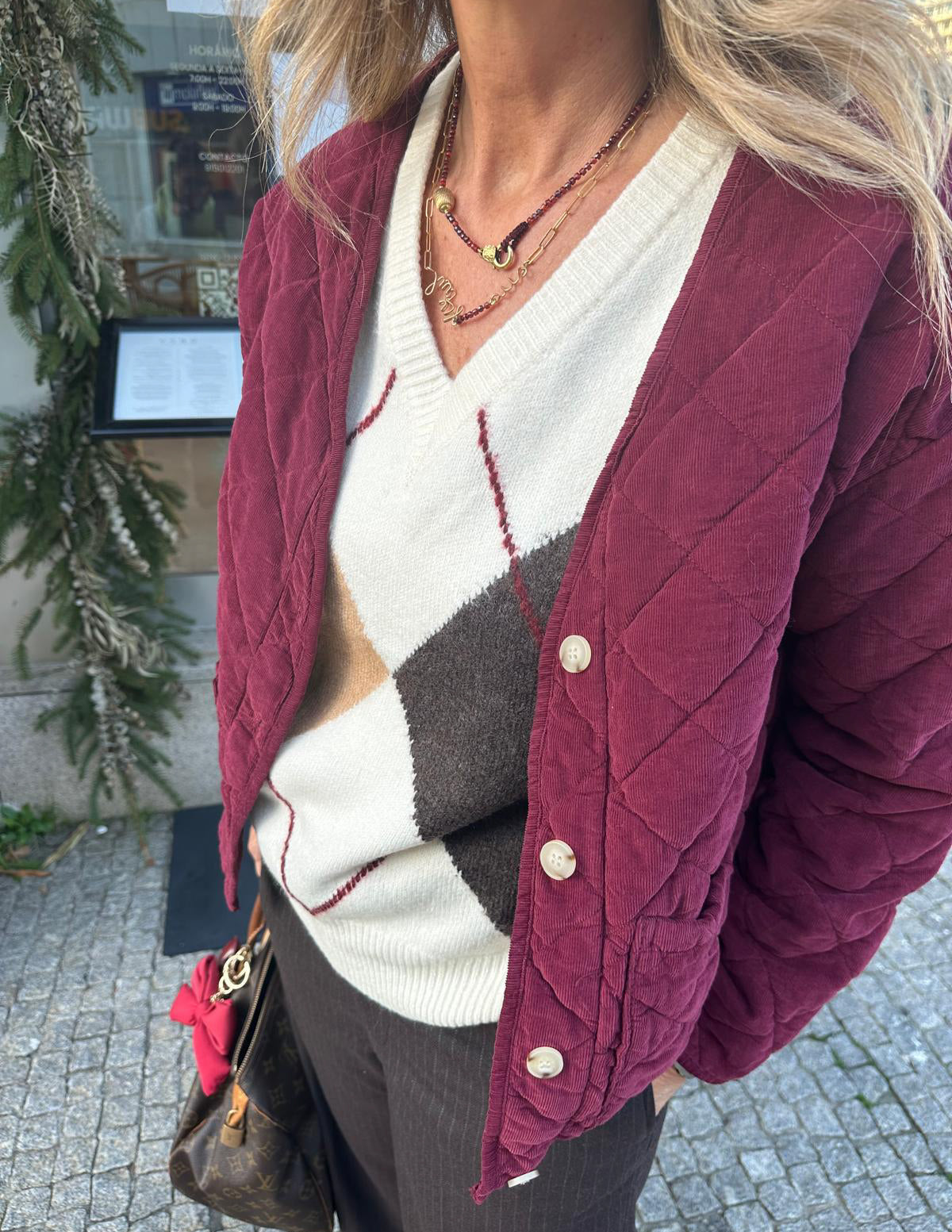 Burgundy quilted jacket JOY