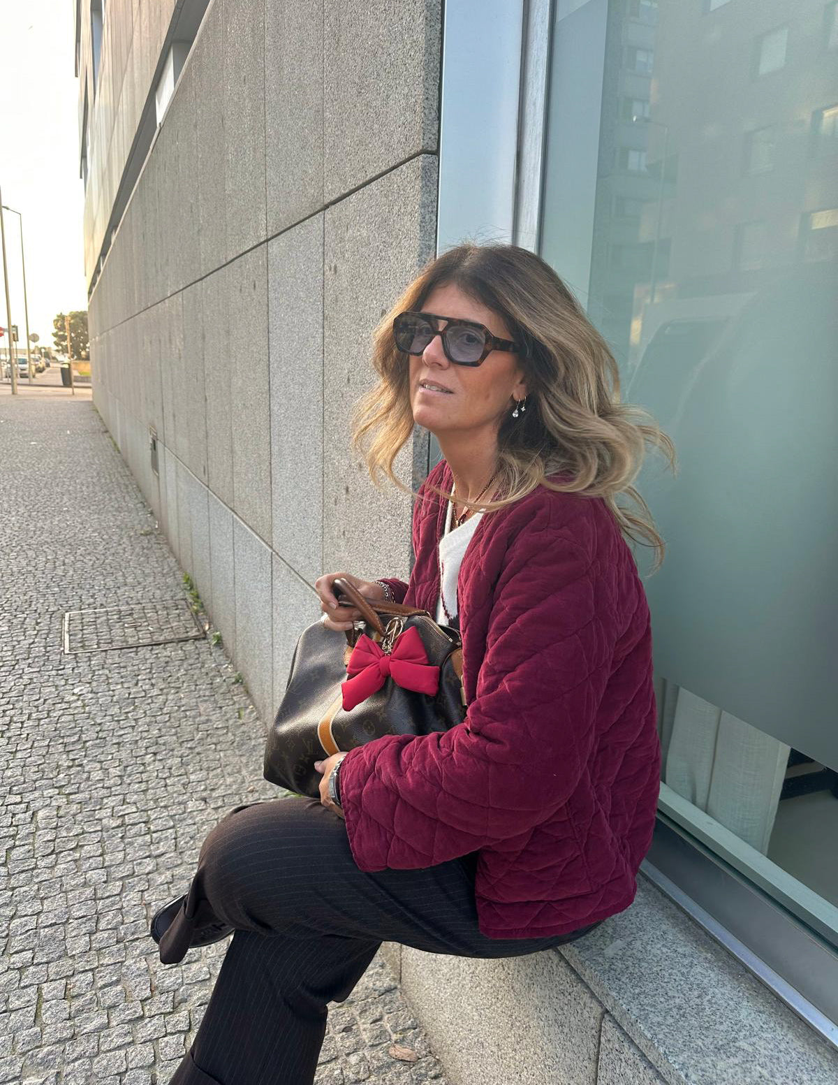 Burgundy quilted jacket JOY