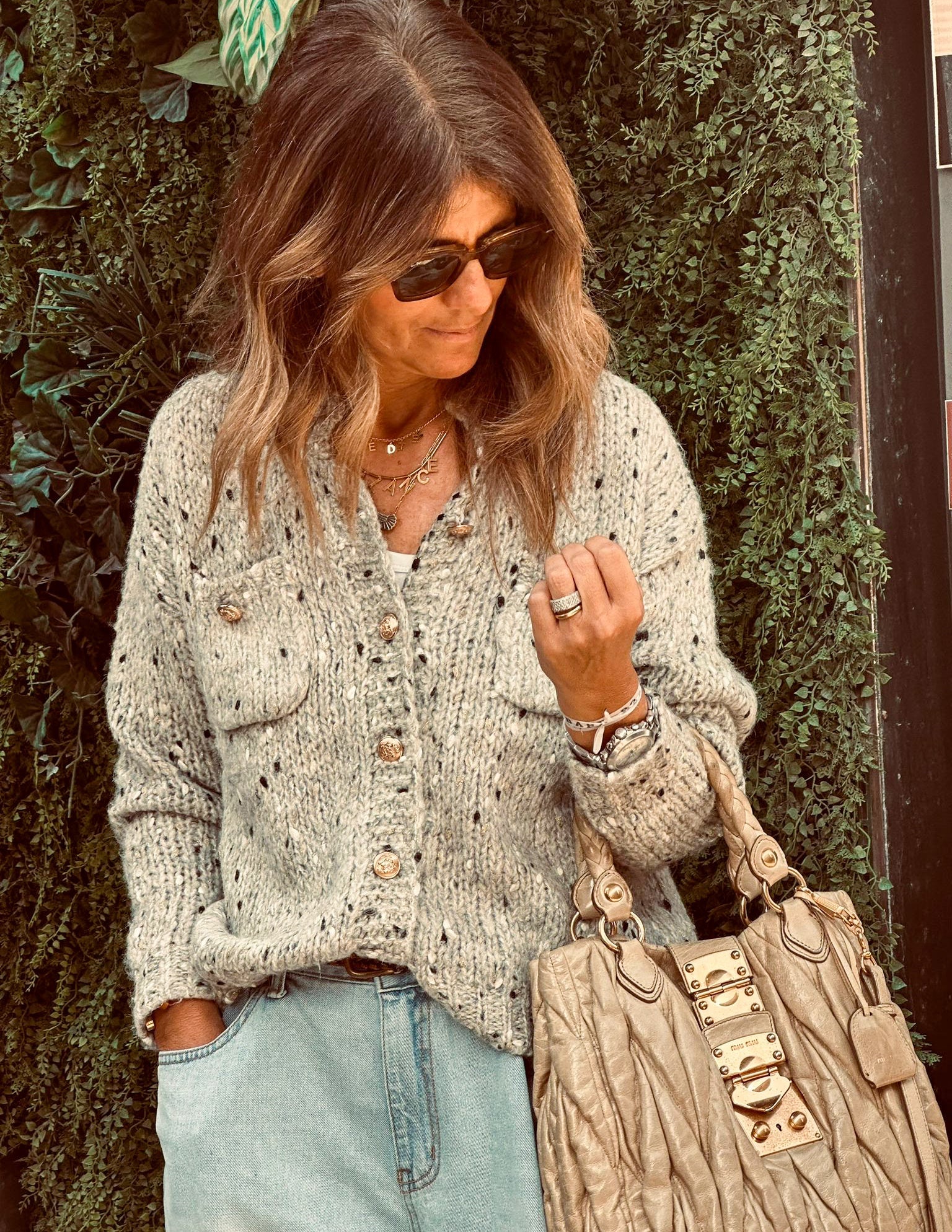 Casaco de malha tricot com botões dourados JOY