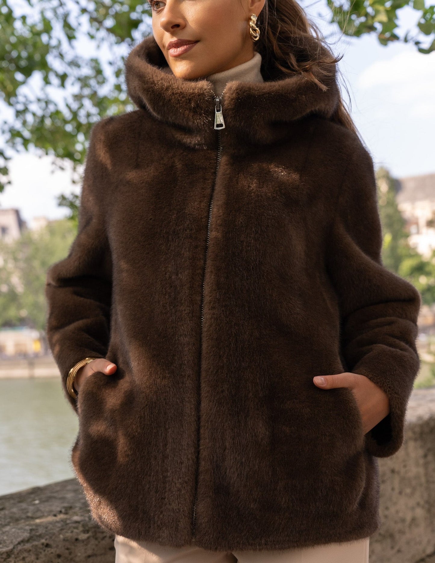 Faux fur hooded jacket JOY