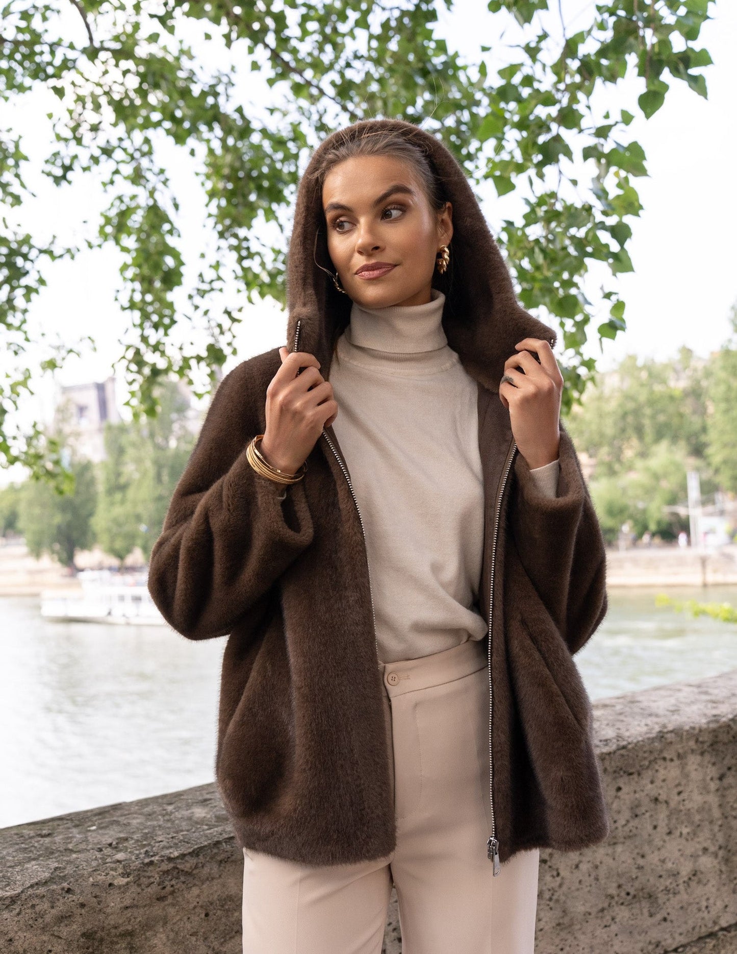 Faux fur hooded jacket JOY