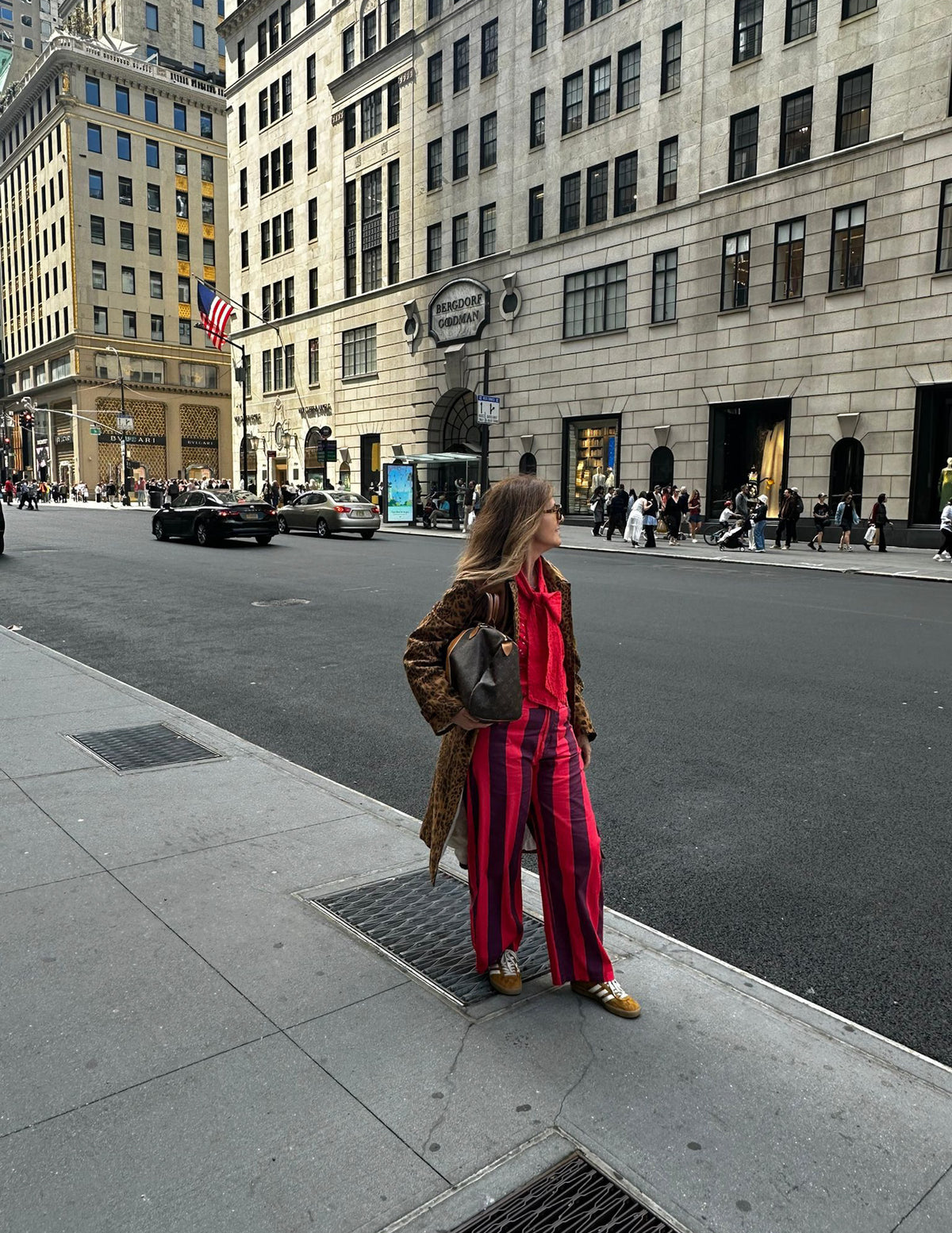 Striped red trousers