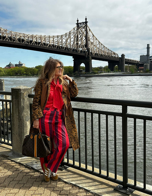 Striped red trousers