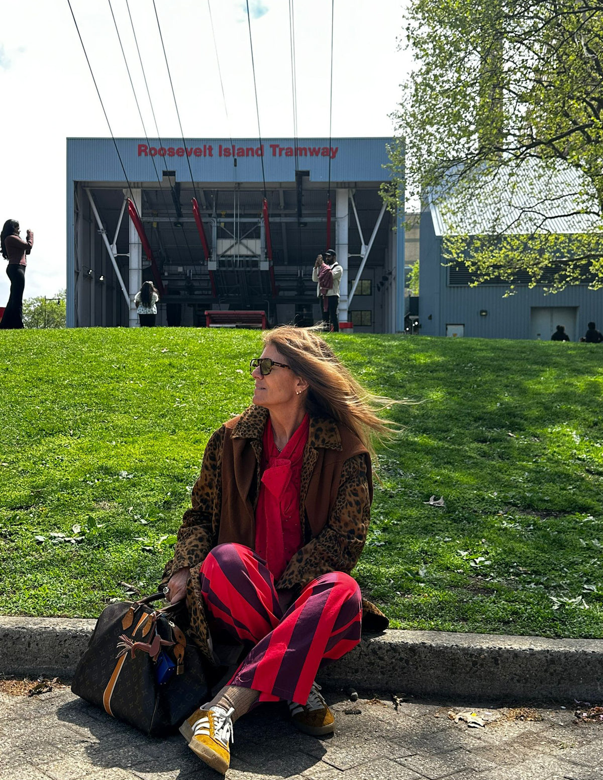 Striped red trousers