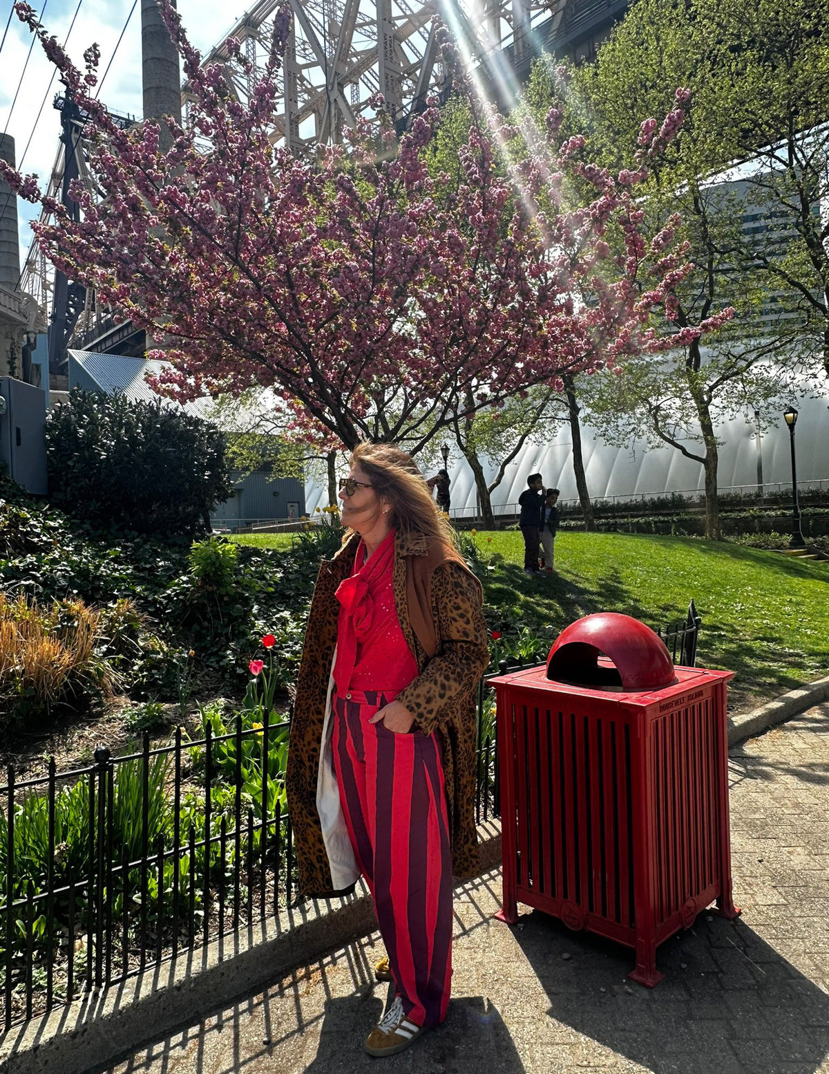 Striped red trousers