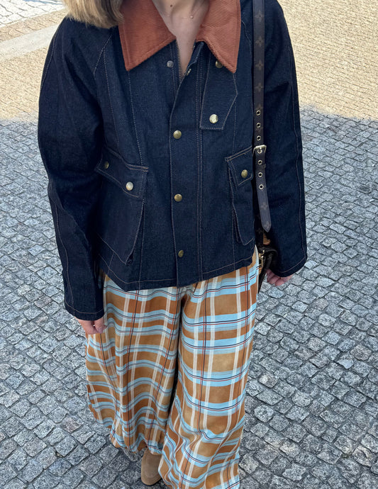 Casaco de ganga com gola