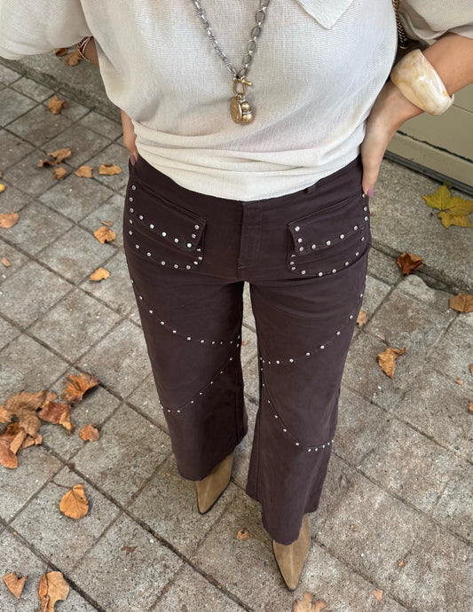 Studded chocolate trousers