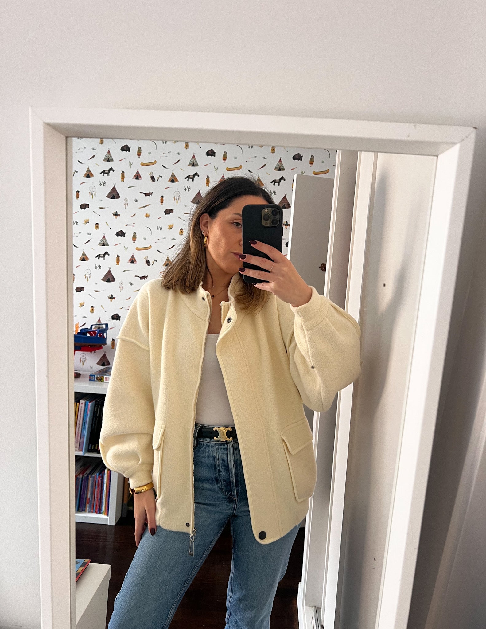 Knit bomber jacket in ecru JOY