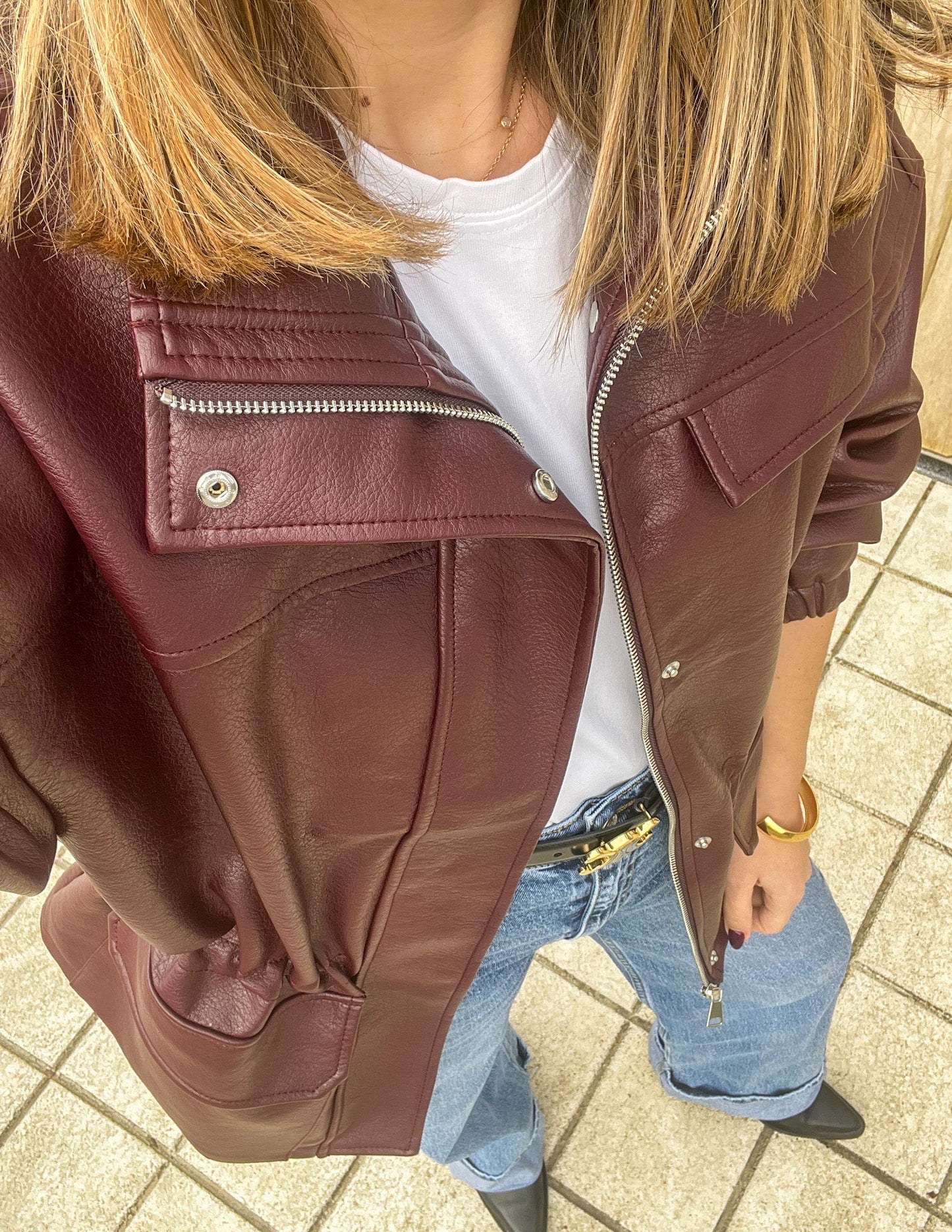 Burgundy faux leather jacket JOY