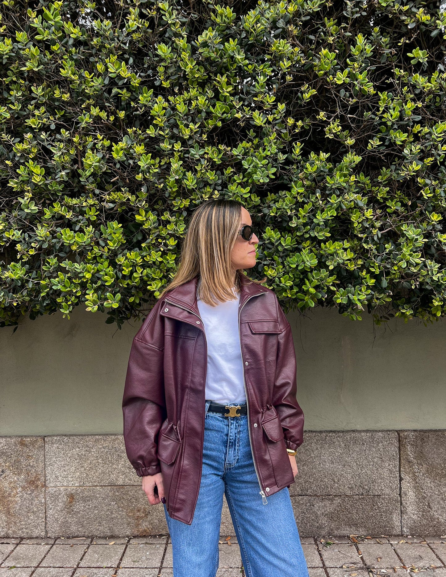 Burgundy faux leather jacket JOY