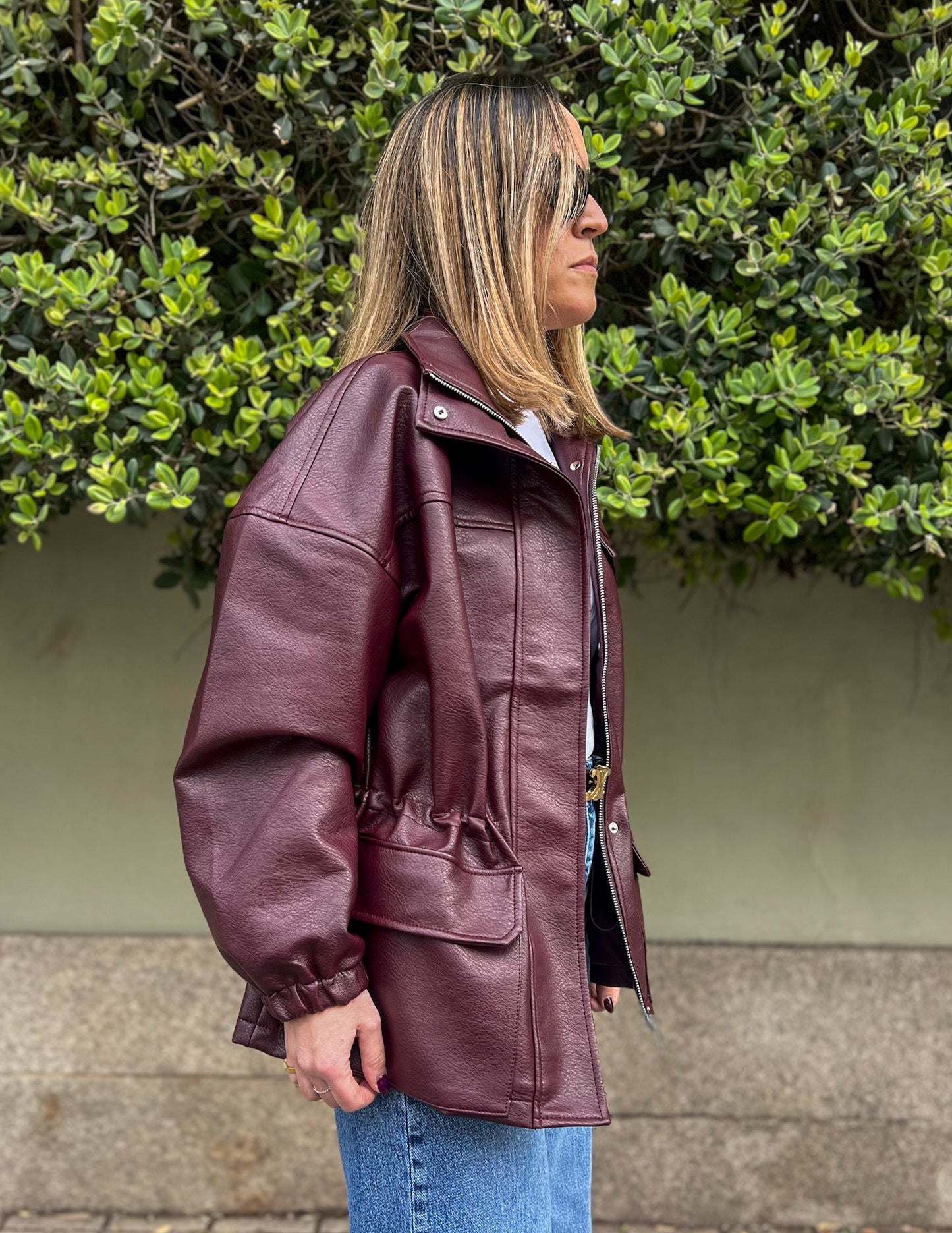 Burgundy faux leather jacket JOY