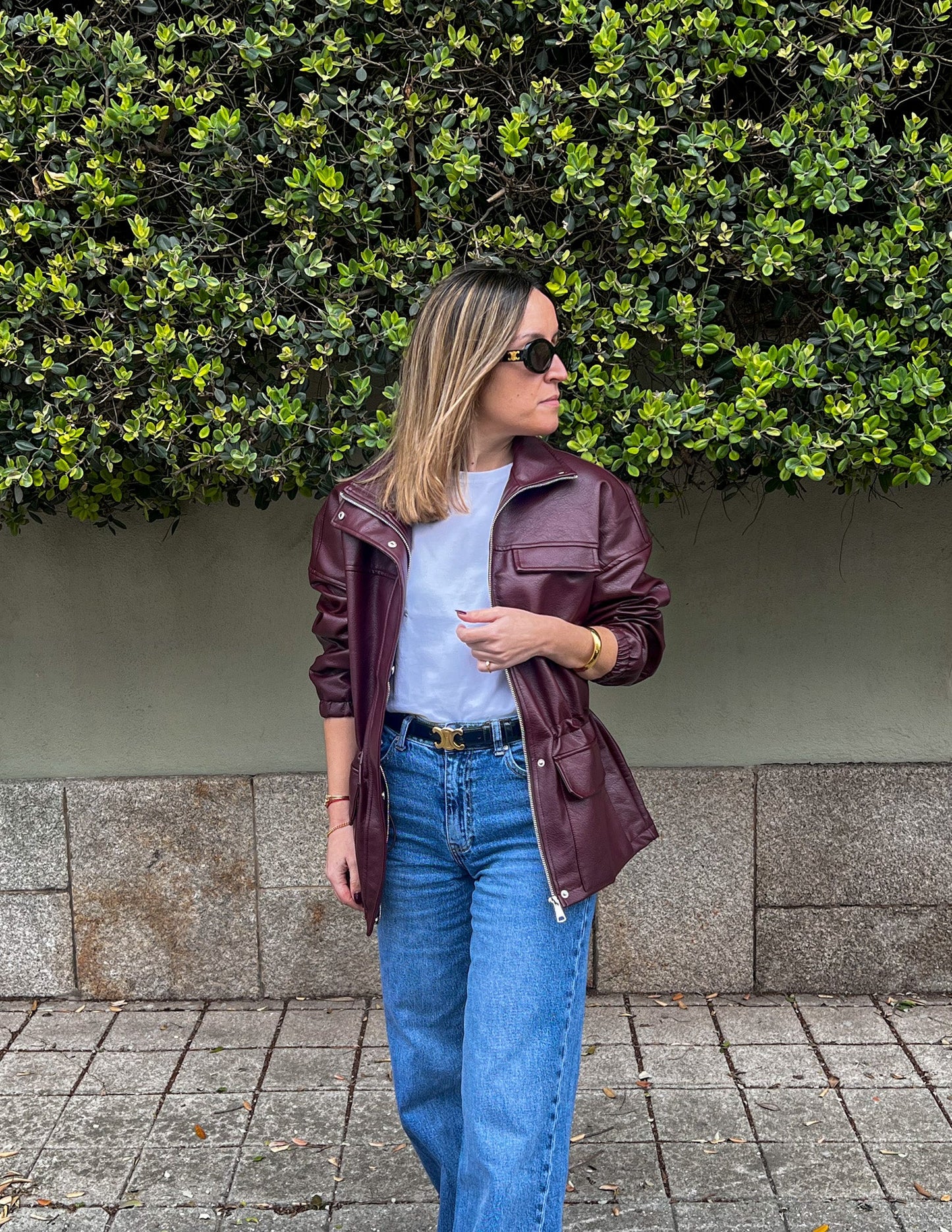 Burgundy faux leather jacket JOY