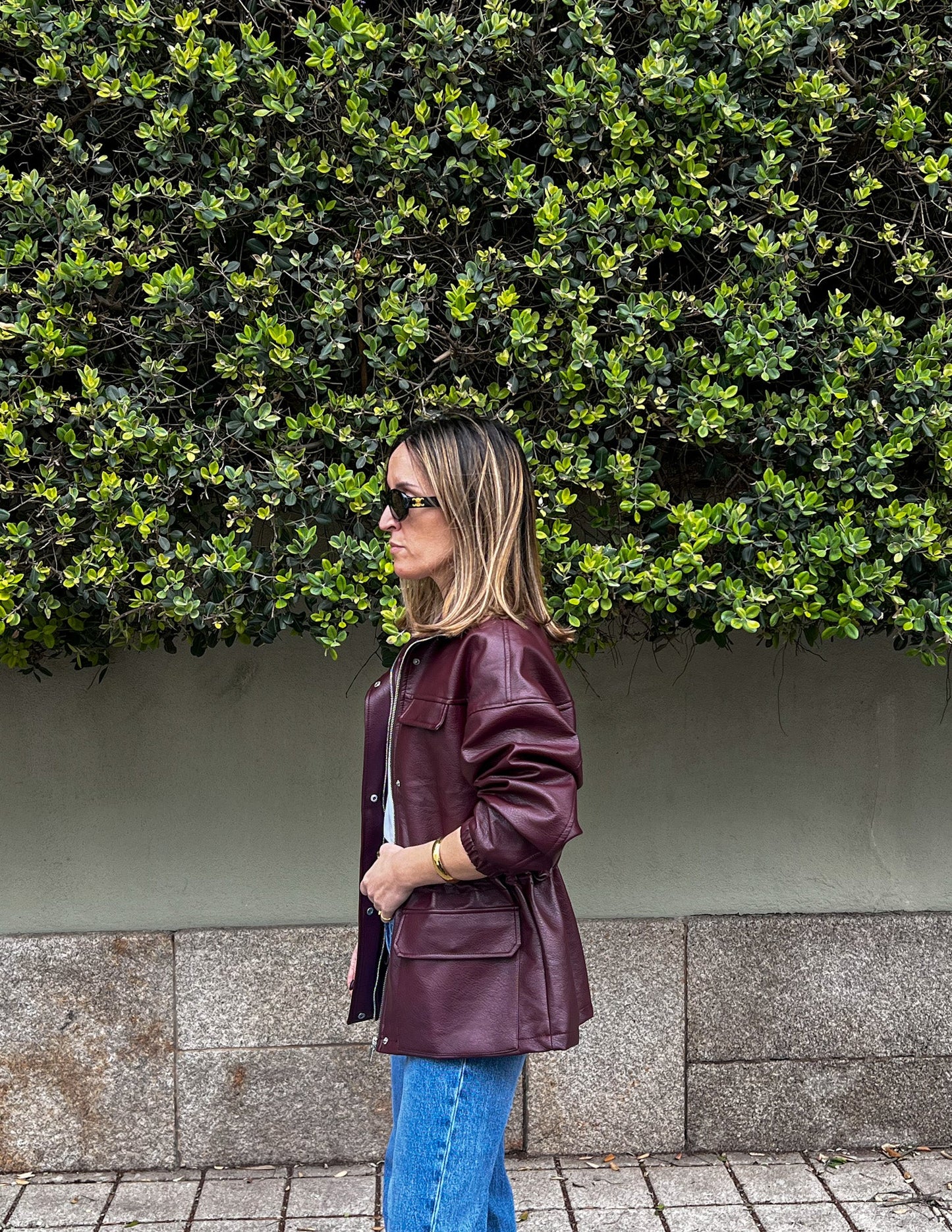 Burgundy faux leather jacket JOY