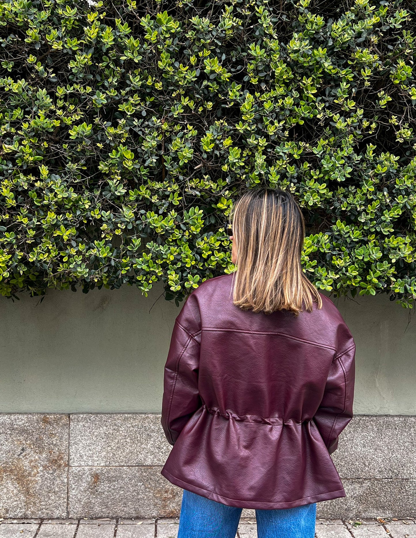 Burgundy faux leather jacket JOY