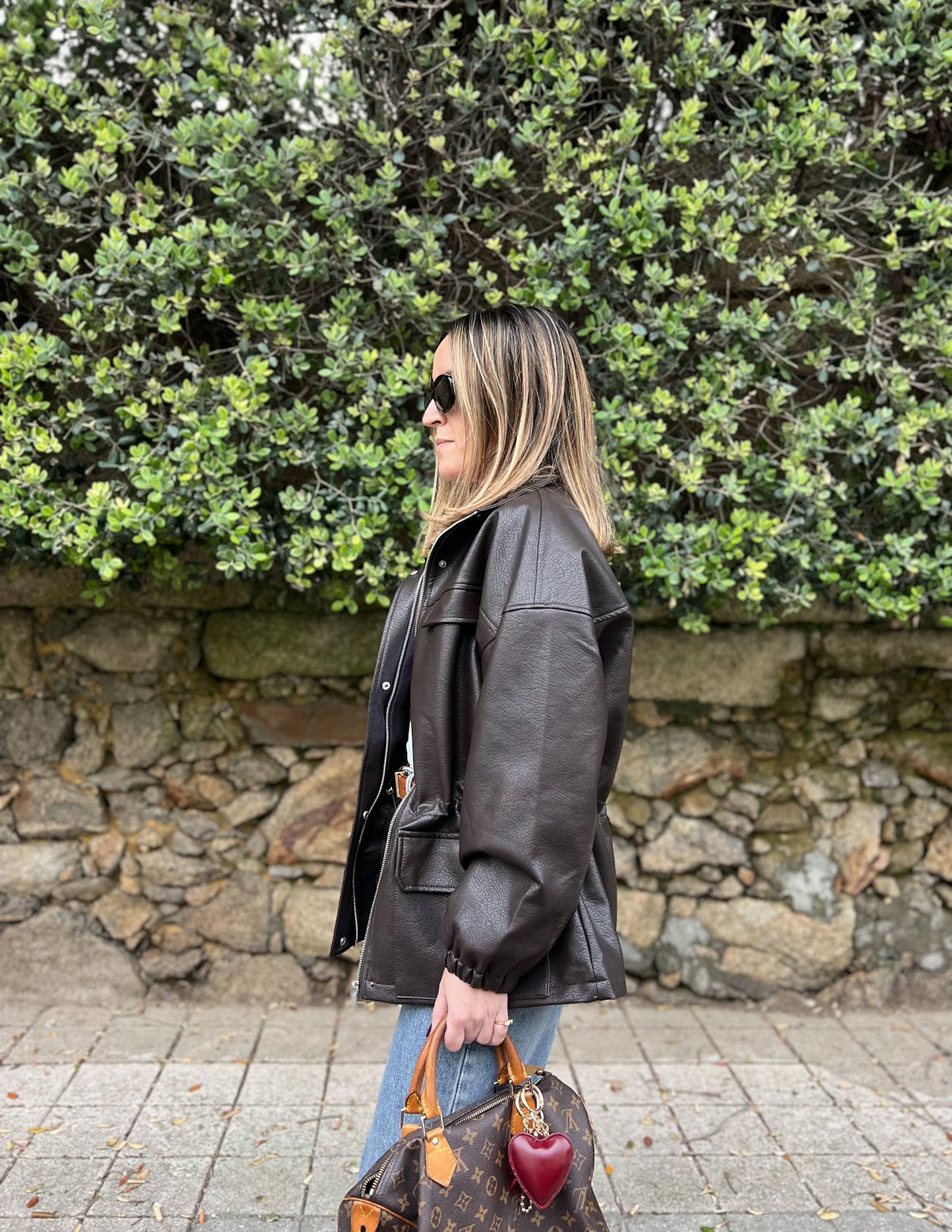 Chocolate faux leather jacket JOY