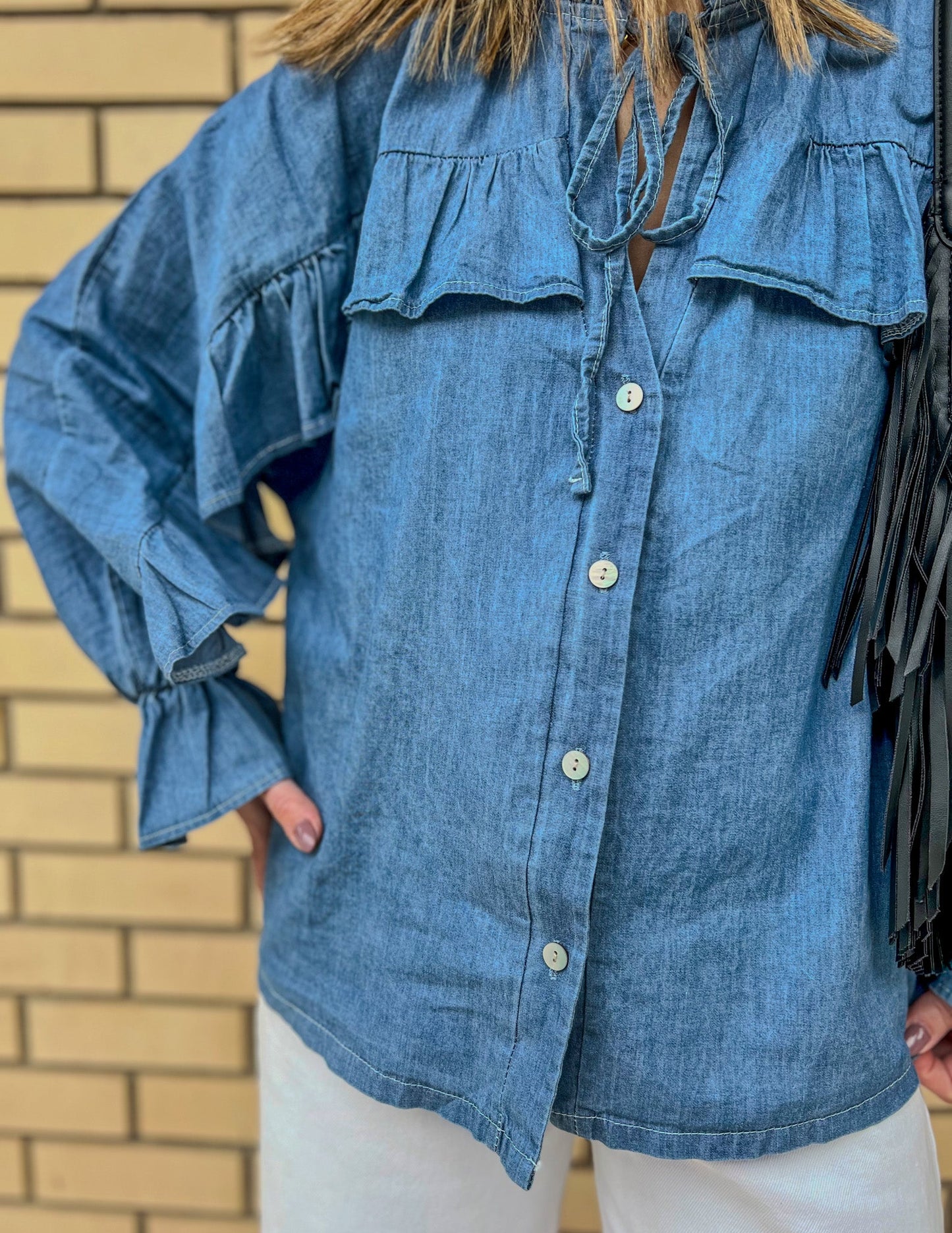 Ruffled denim shirt JOY