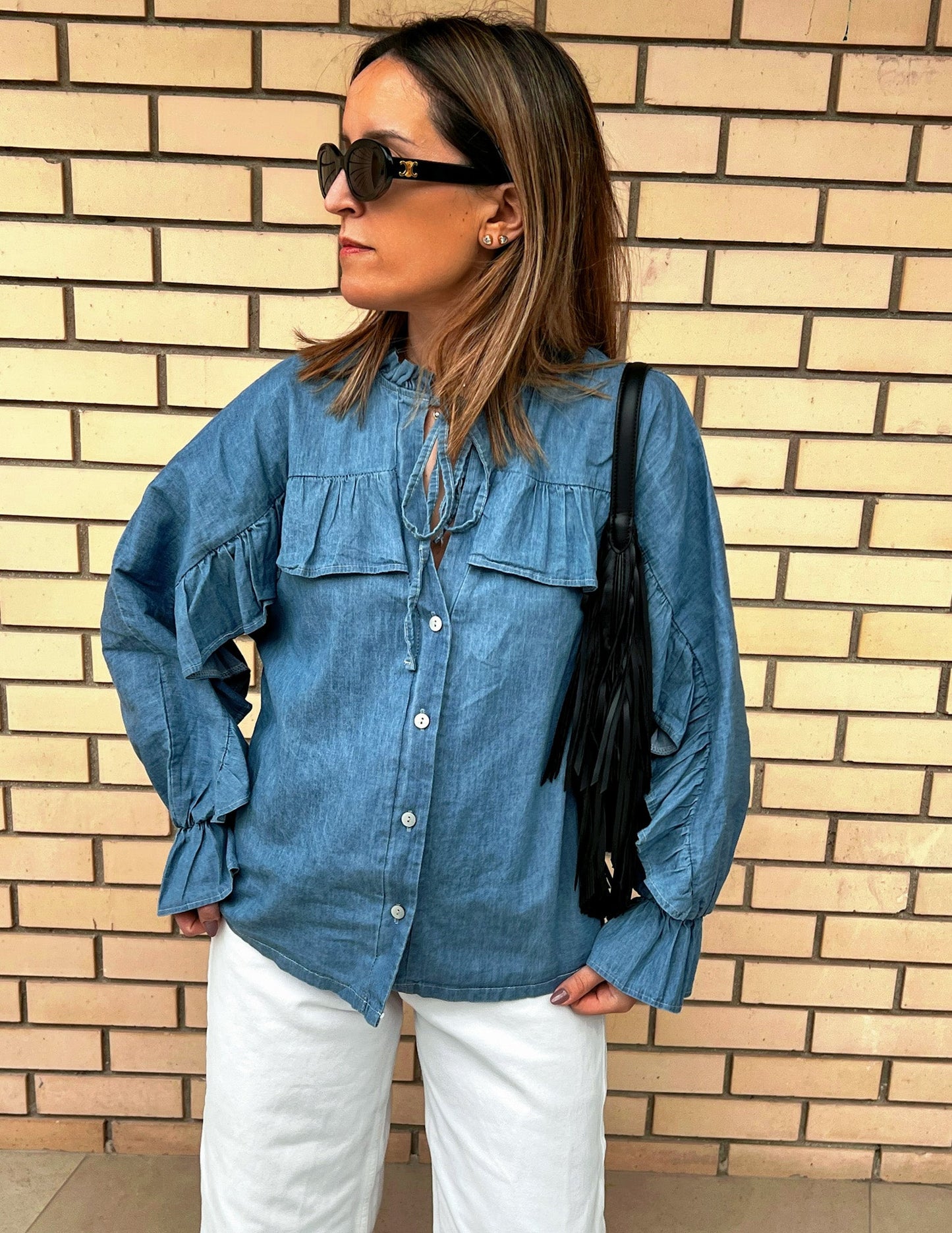 Ruffled denim shirt JOY