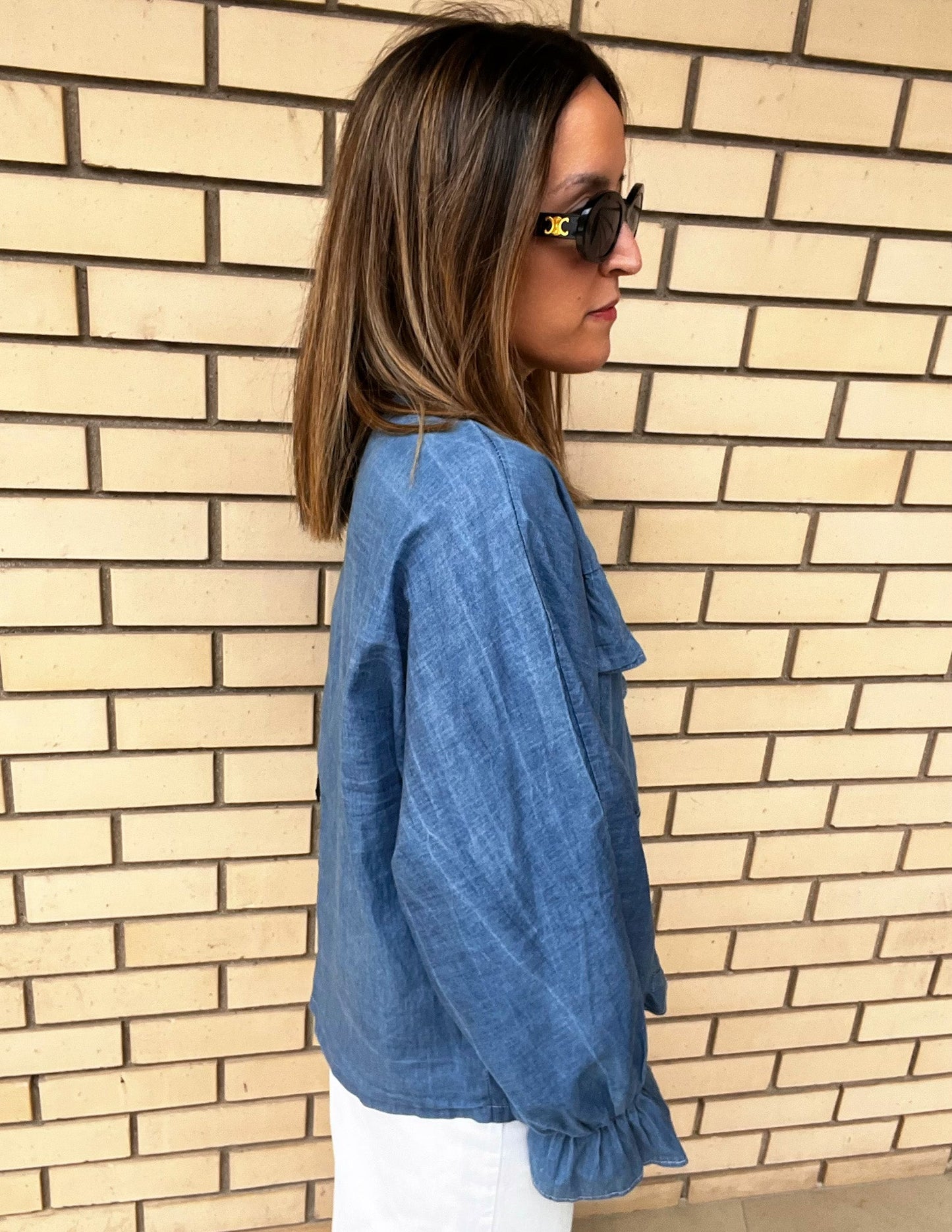 Ruffled denim shirt JOY
