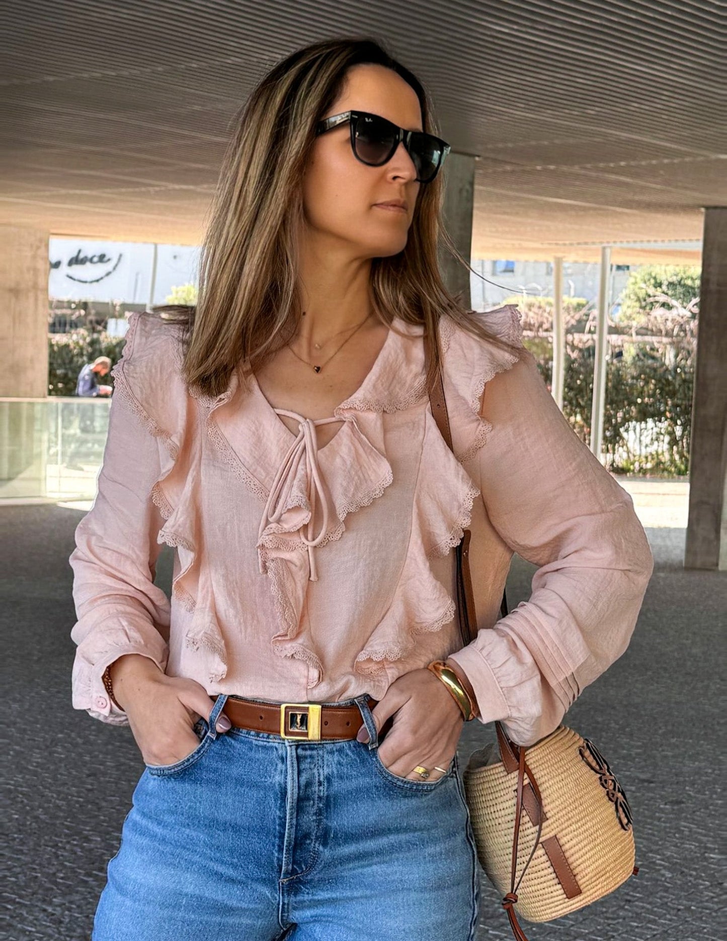 Selena pale pink ruffled blouse - pre-venda/envios 18/03 JOY