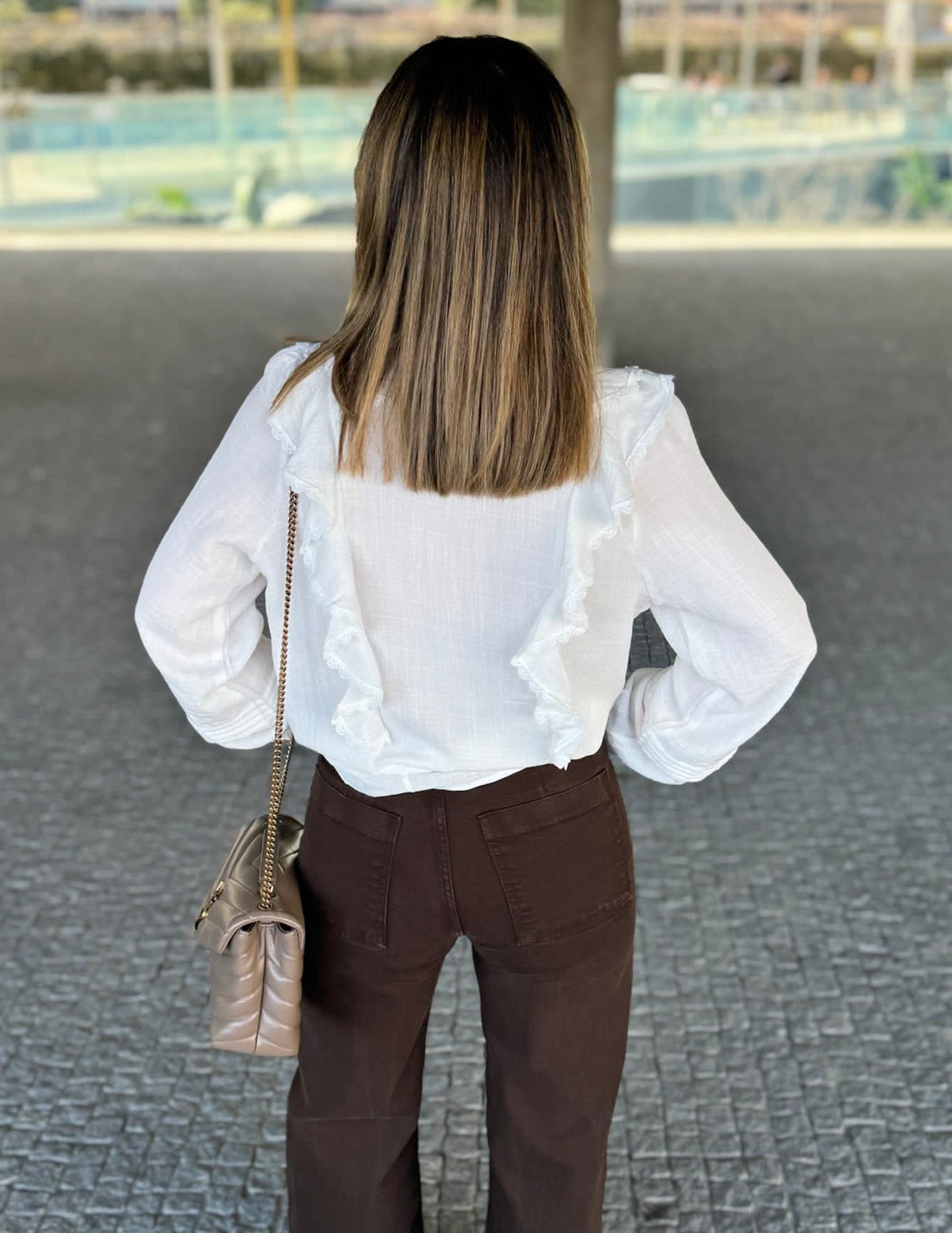 Selena white ruffled blouse JOY