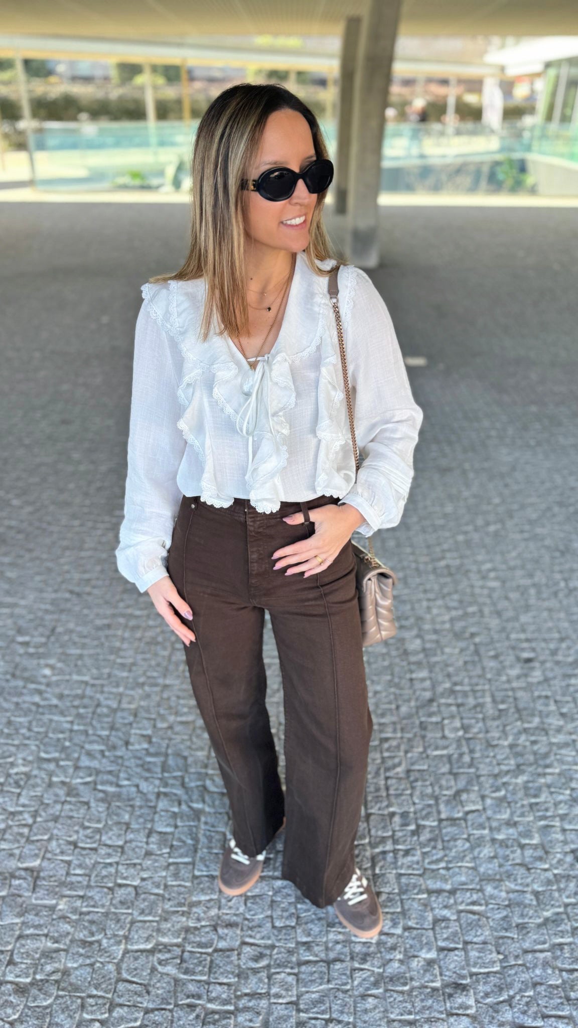 Selena white ruffled blouse JOY