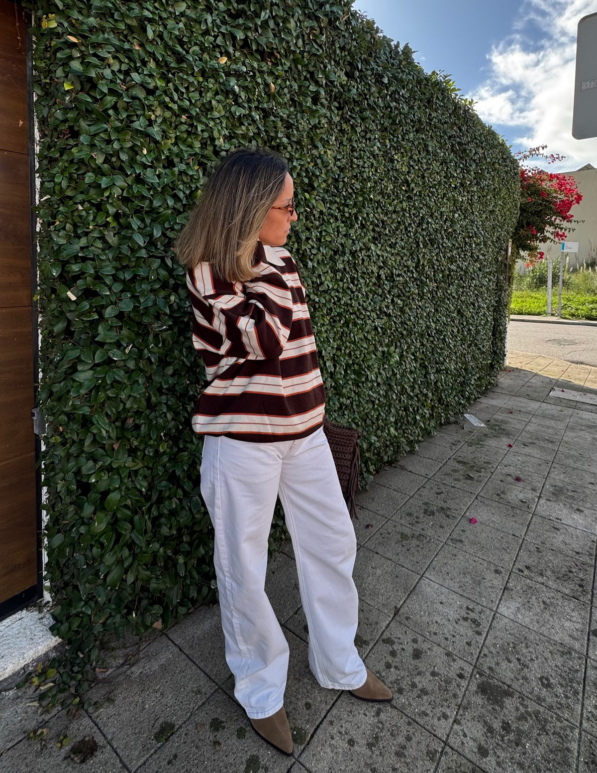 Striped knit polo