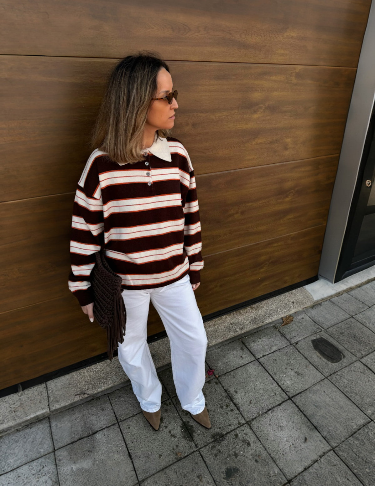 Striped knit polo