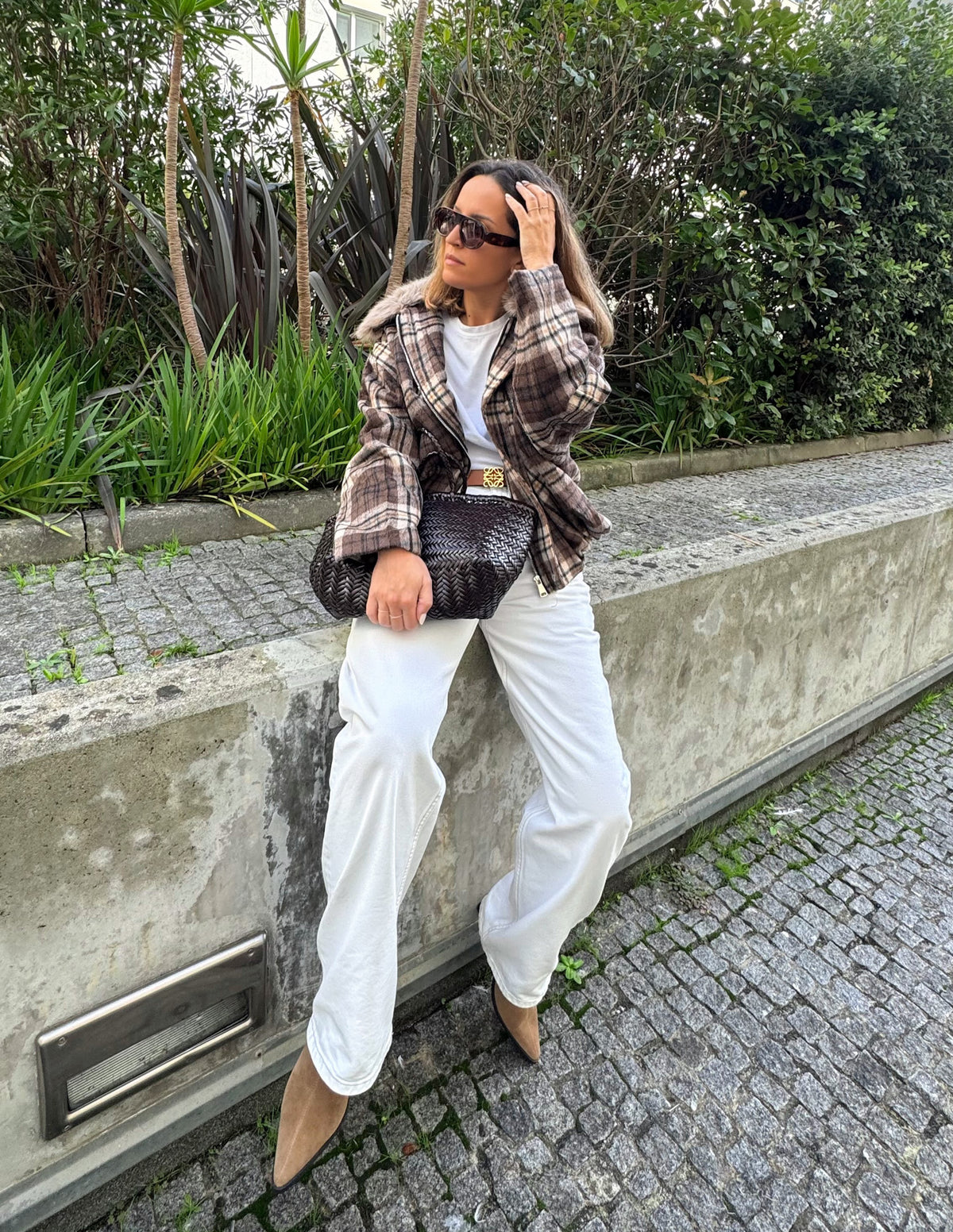 Squared fur collar jacket