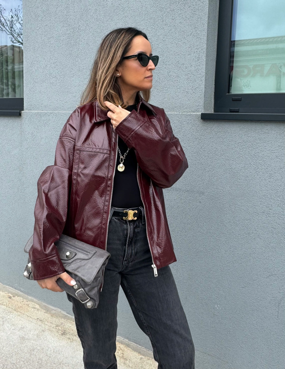 Burgundy vinyl jacket