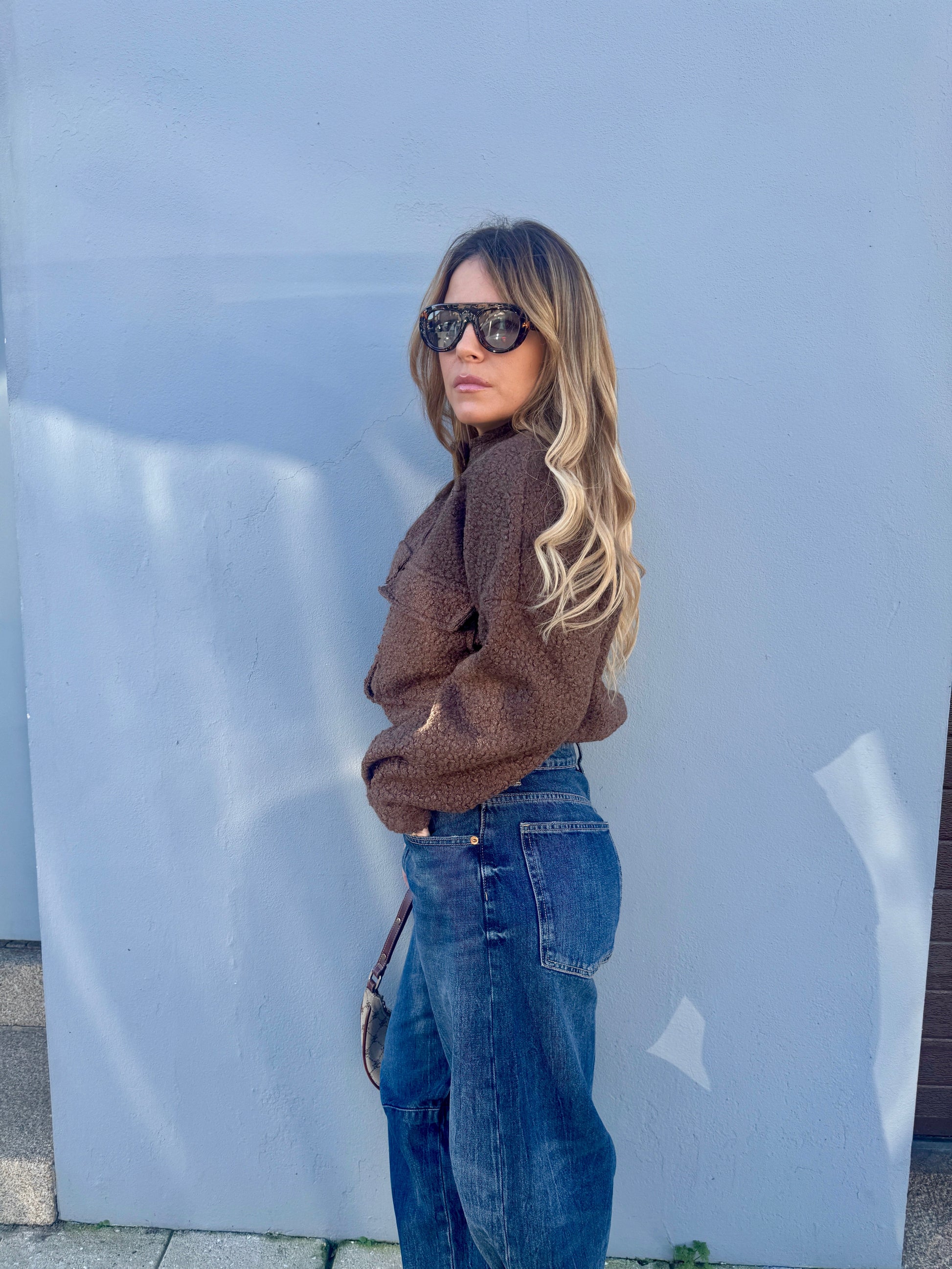 Chocolate brown bomber jacket JOY