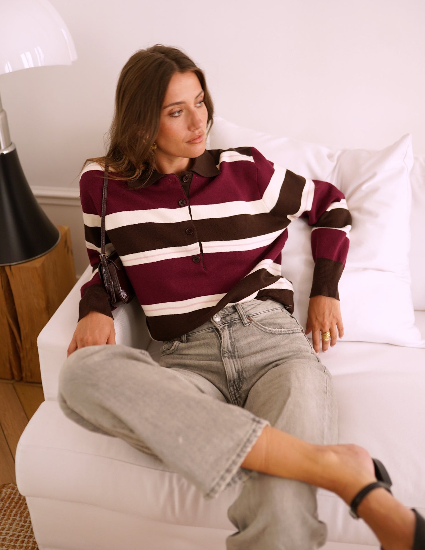 Burgundy and Brown Polo