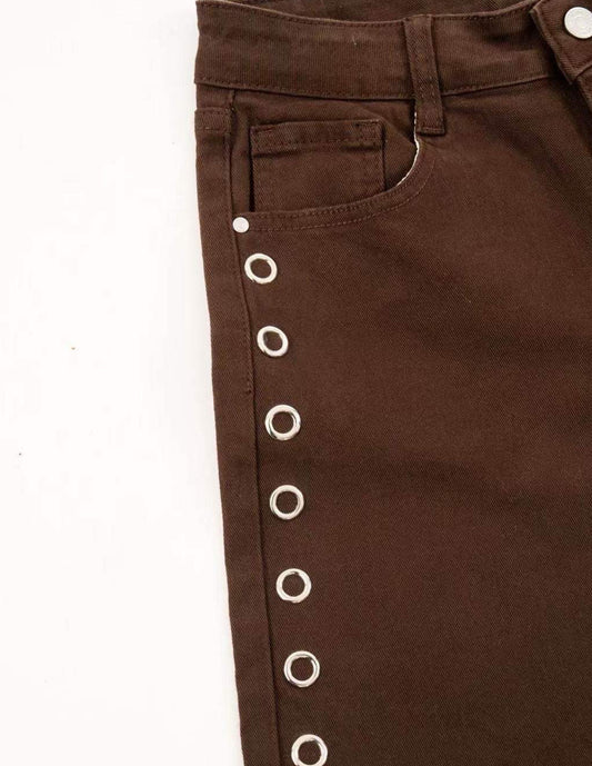 Eyelet brown jeans