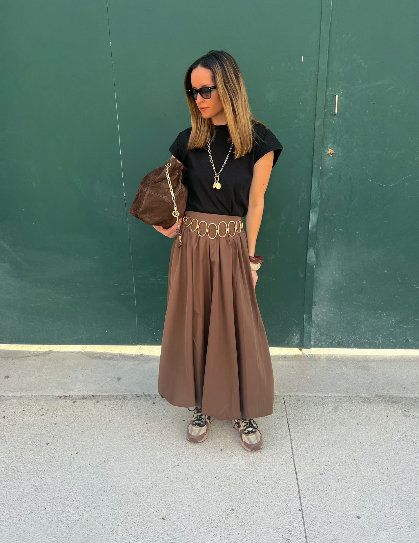 Balloon skirt in chocolate brown
