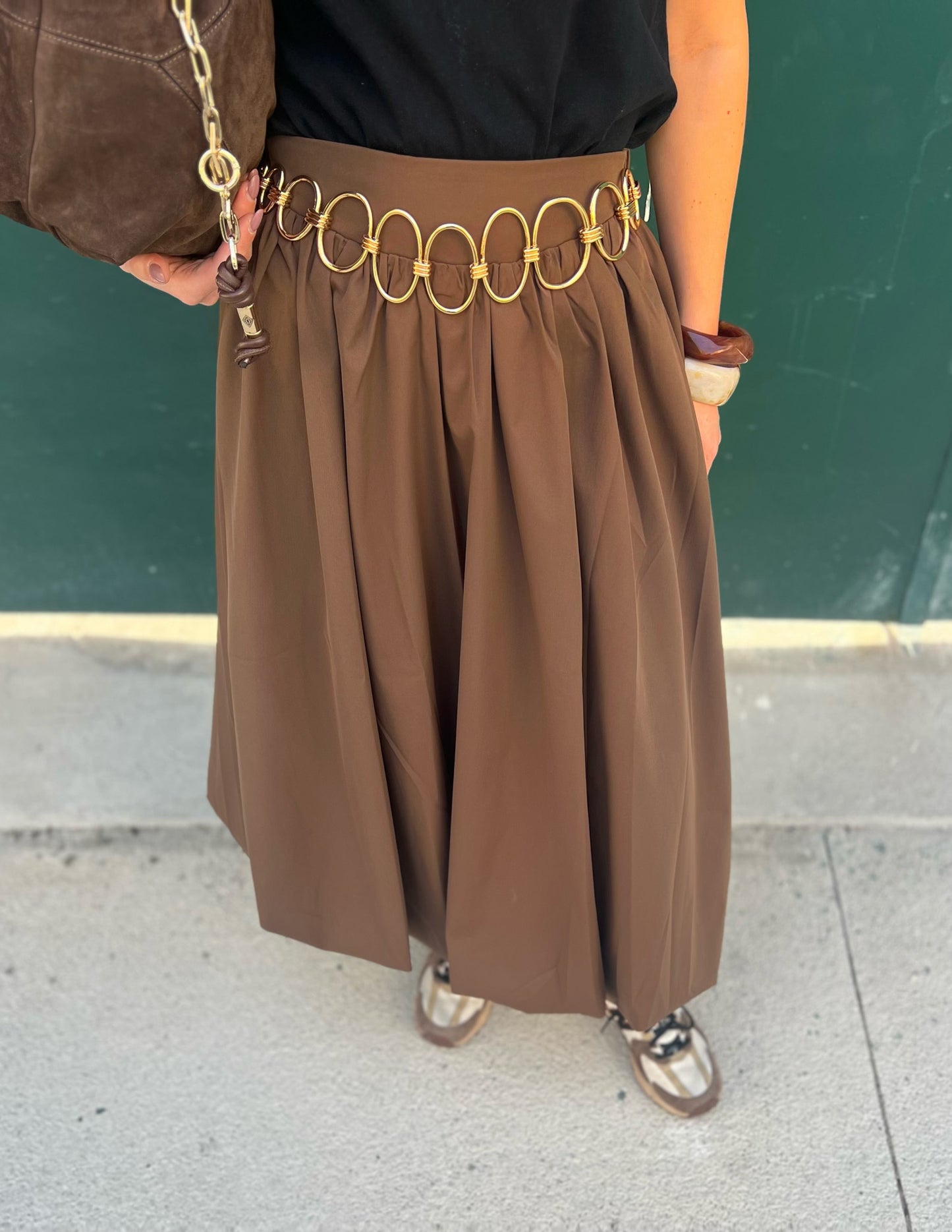 Balloon skirt in chocolate brown