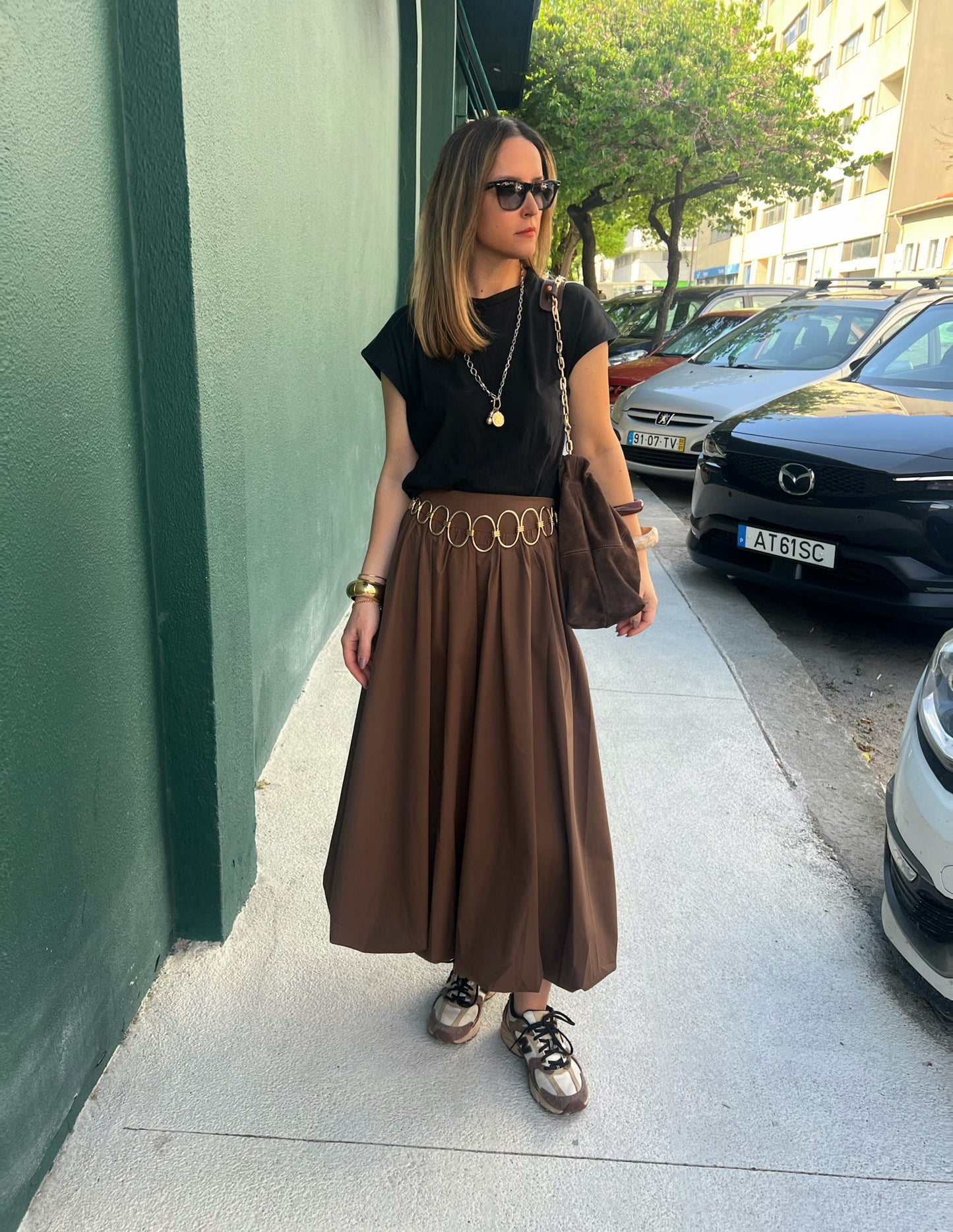 Balloon skirt in chocolate brown