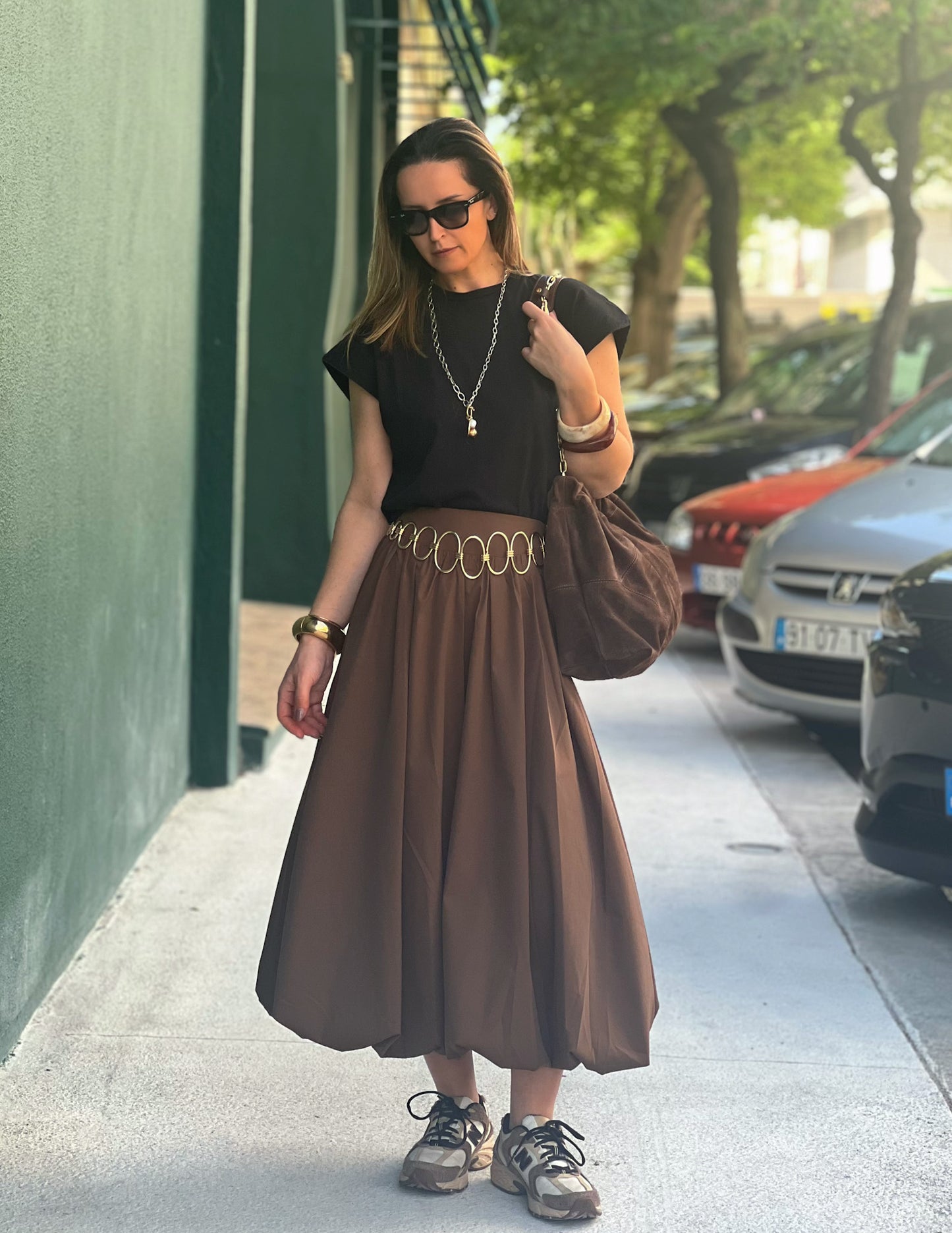 Balloon skirt in chocolate brown