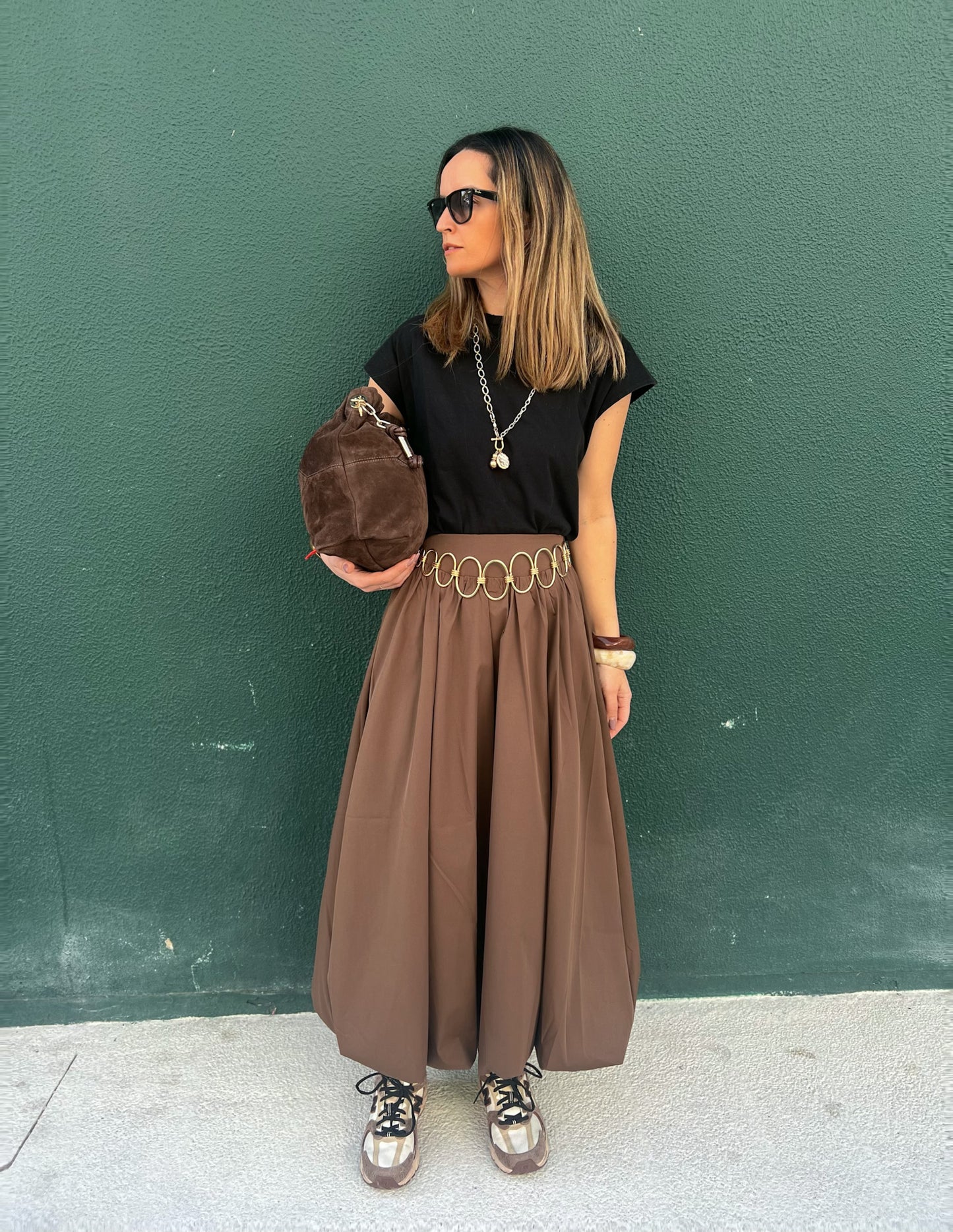 Balloon skirt in chocolate brown
