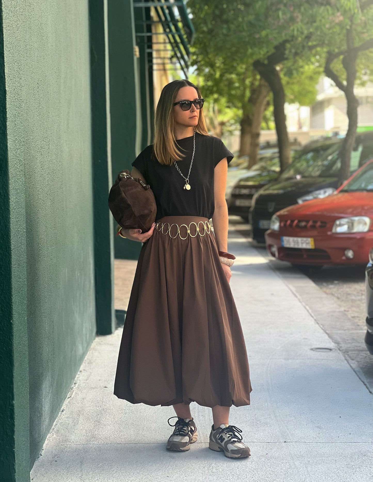 Balloon skirt in chocolate brown